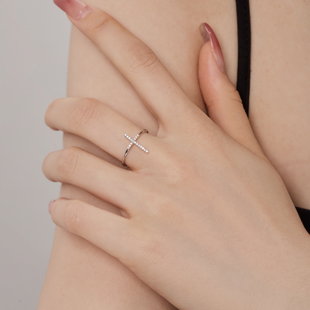 Anillo Cruz Brillante