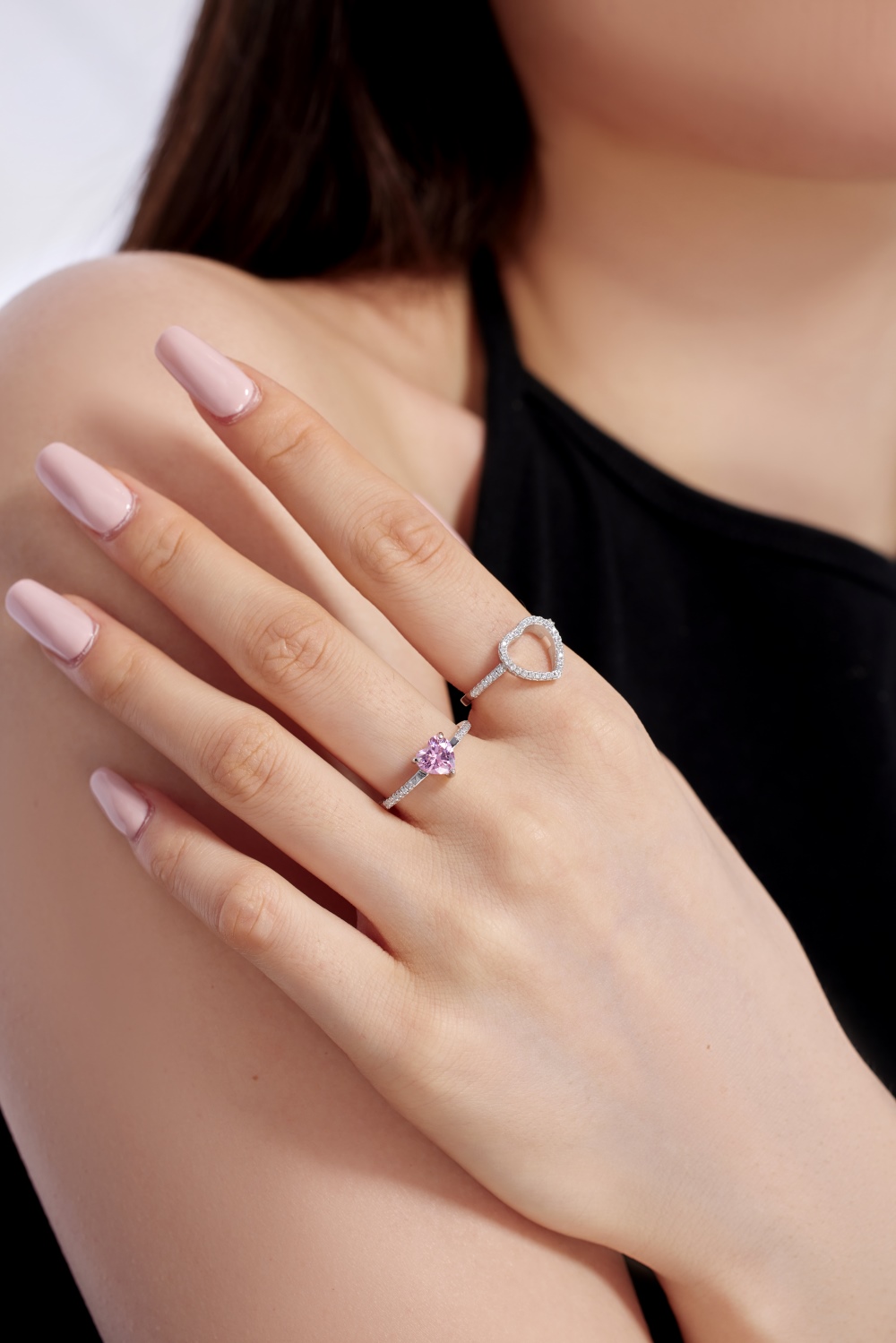ANILLO ALIANZA CORAZON ROSA