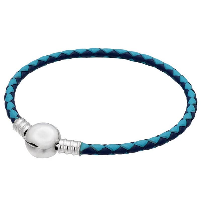BRAZALETE SENCILLO CUERO CELESTE