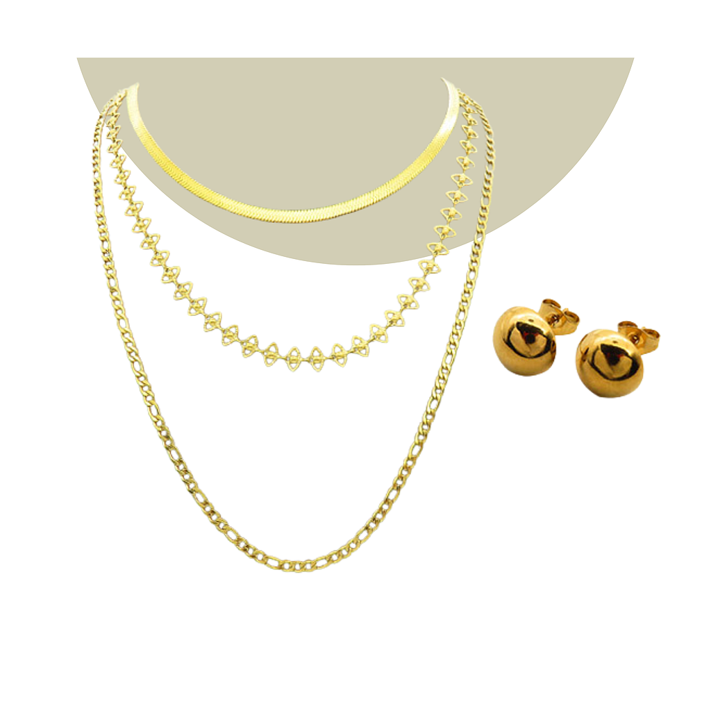 Collar Multicadenas con Aretes