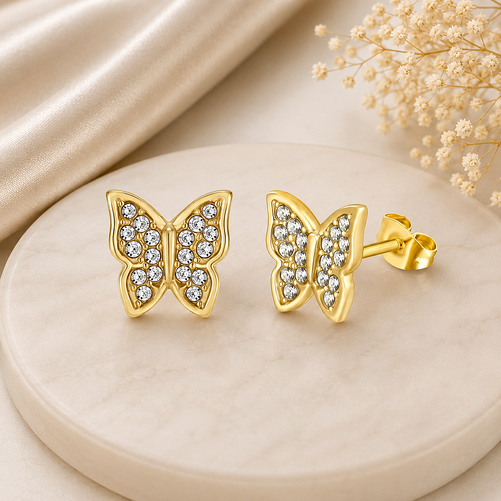 Aretes Mariposas Brillantes