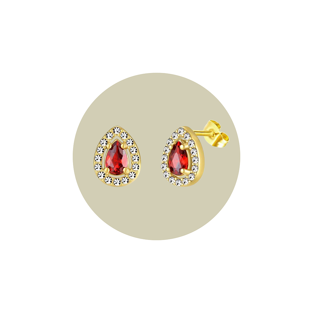 Aretes Gotas Deslumbrantes Rojas