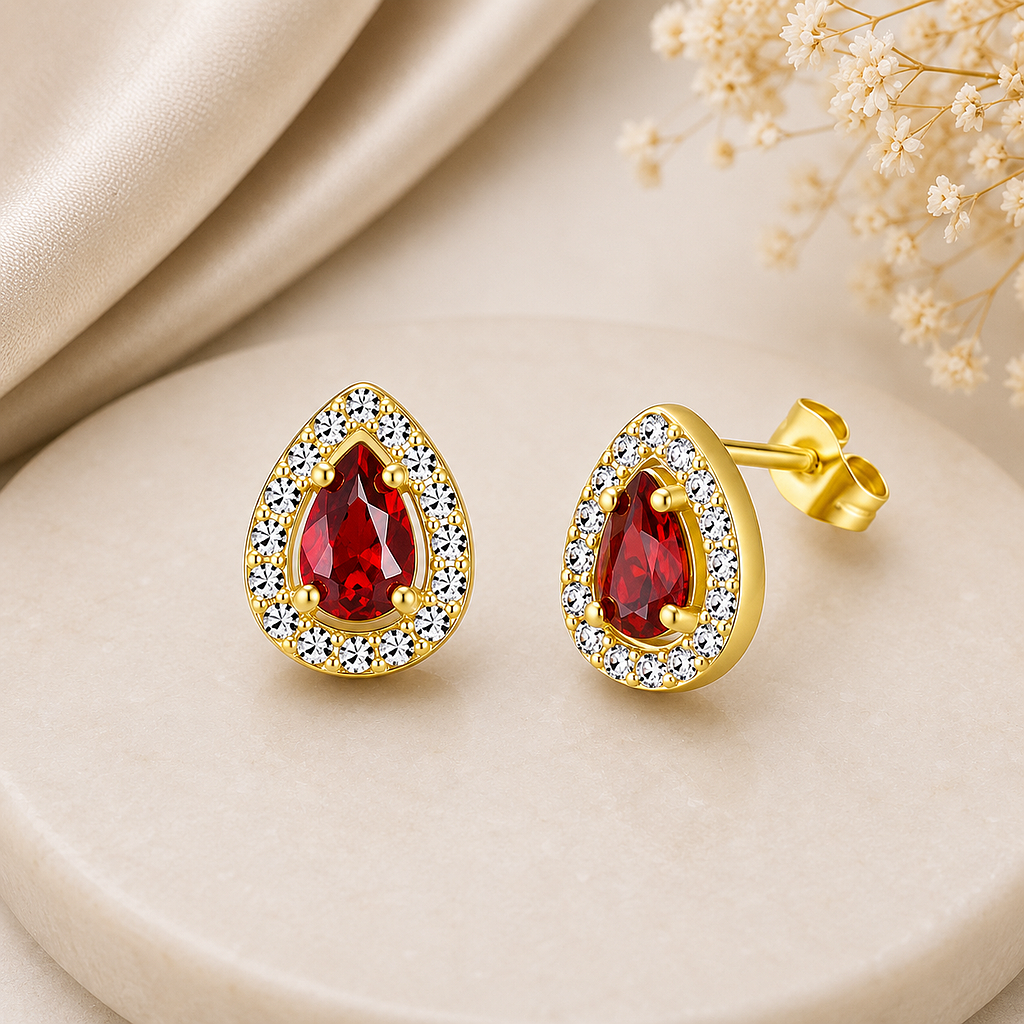 Aretes Gotas Deslumbrantes Rojas