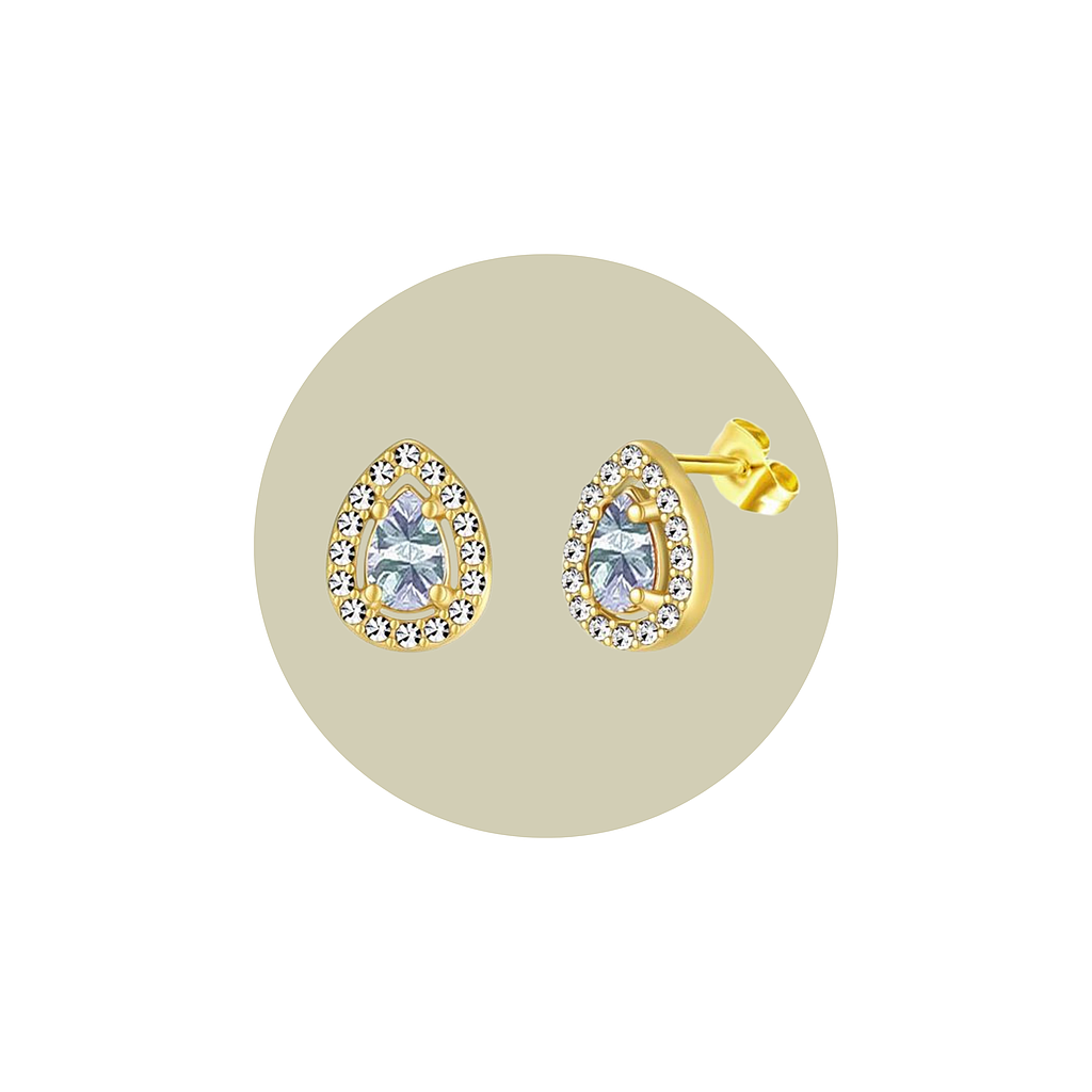 Aretes Gotas Deslumbrantes Blancos