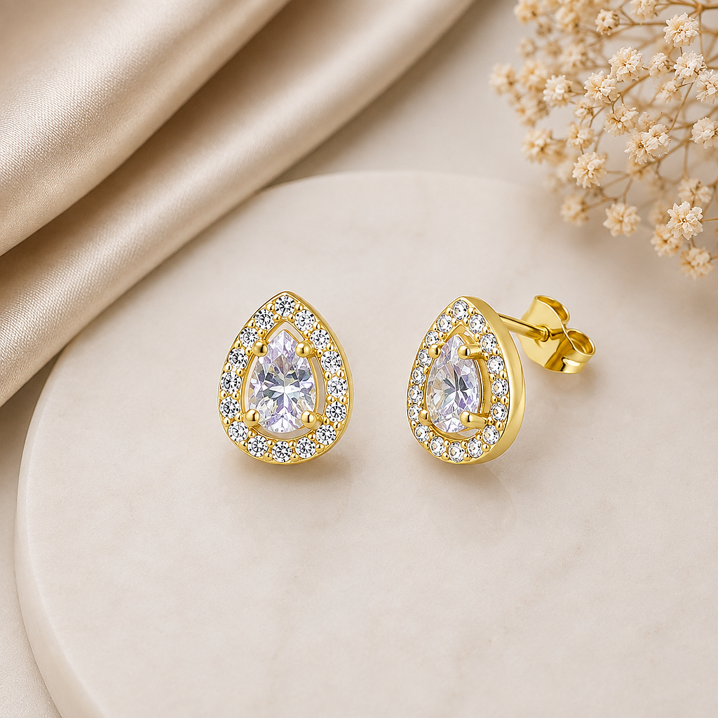 Aretes Gotas Deslumbrantes Blancos