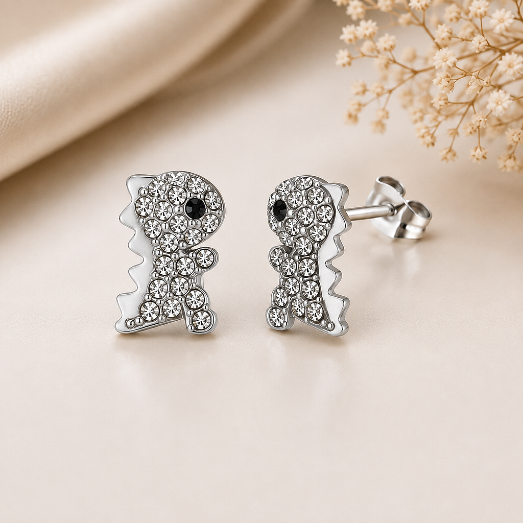 Aretes Dino Deslumbrante Plateado