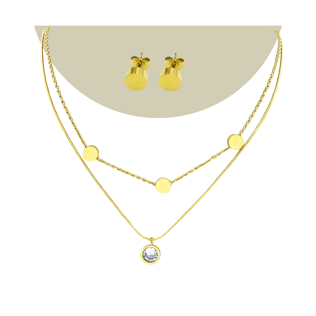 Collar Multicadenas c/colgantes y aretes