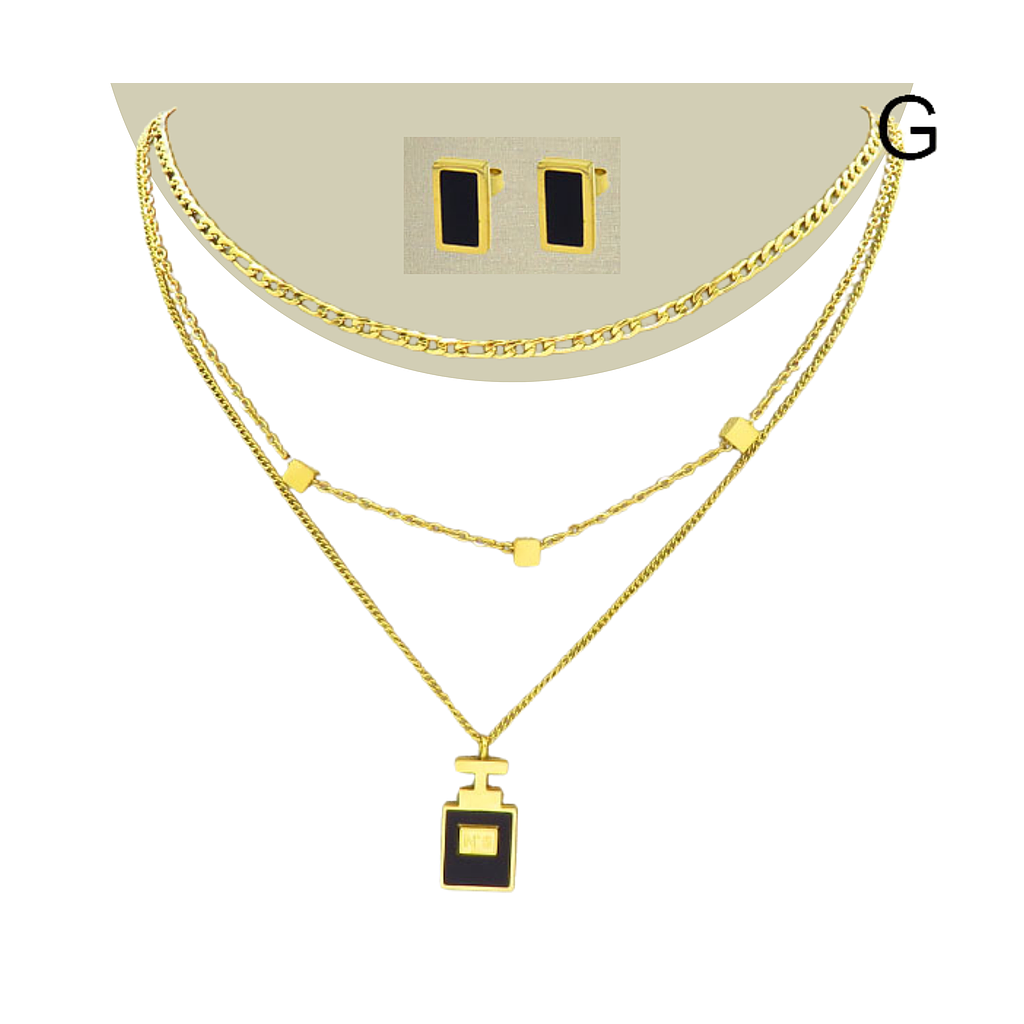 Collar Multicadenas Fragancia c/aretes