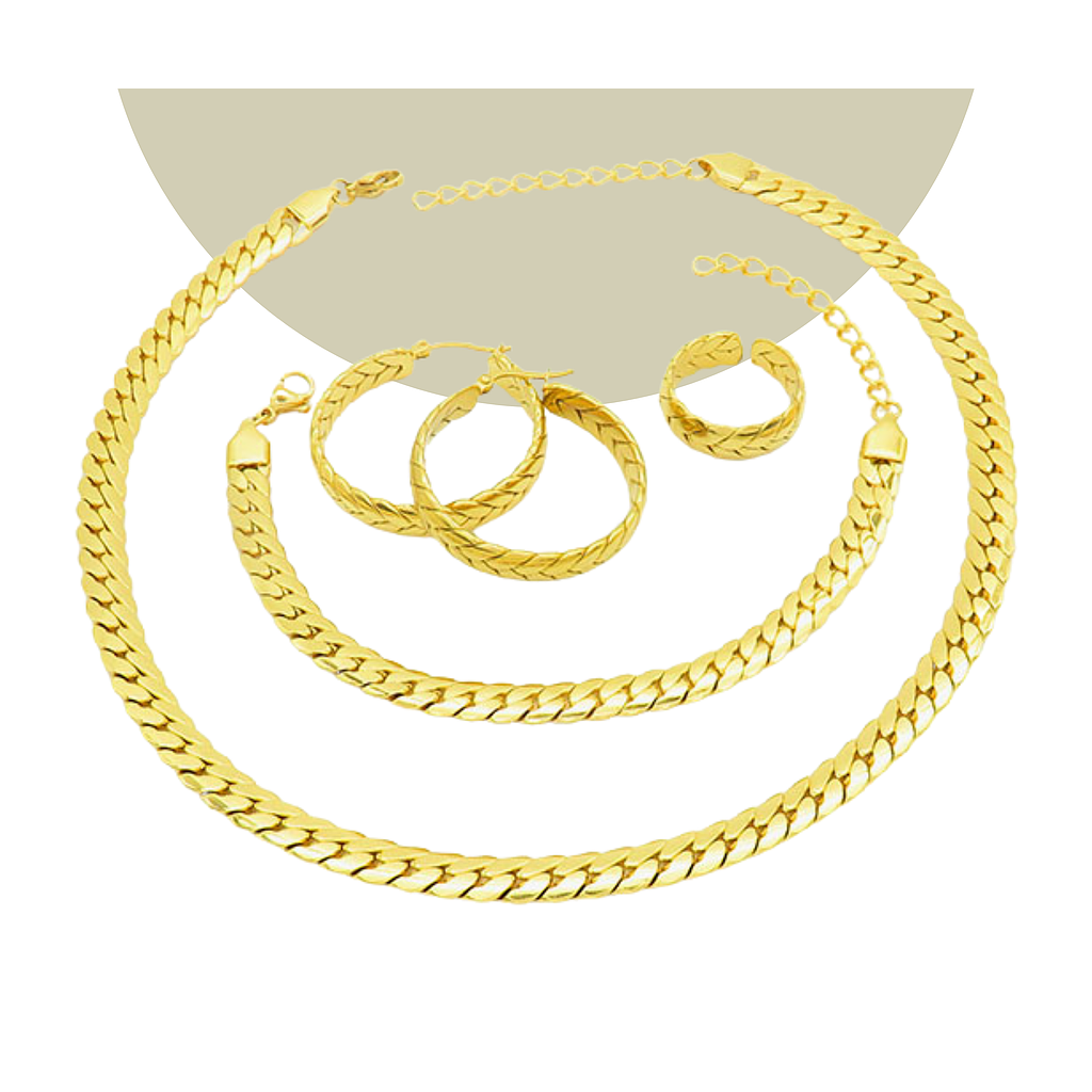 Set Dorado Martillado 4pzs