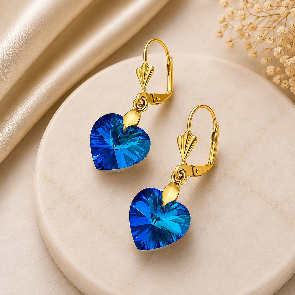 Aretes Corazon Azul Tornasol