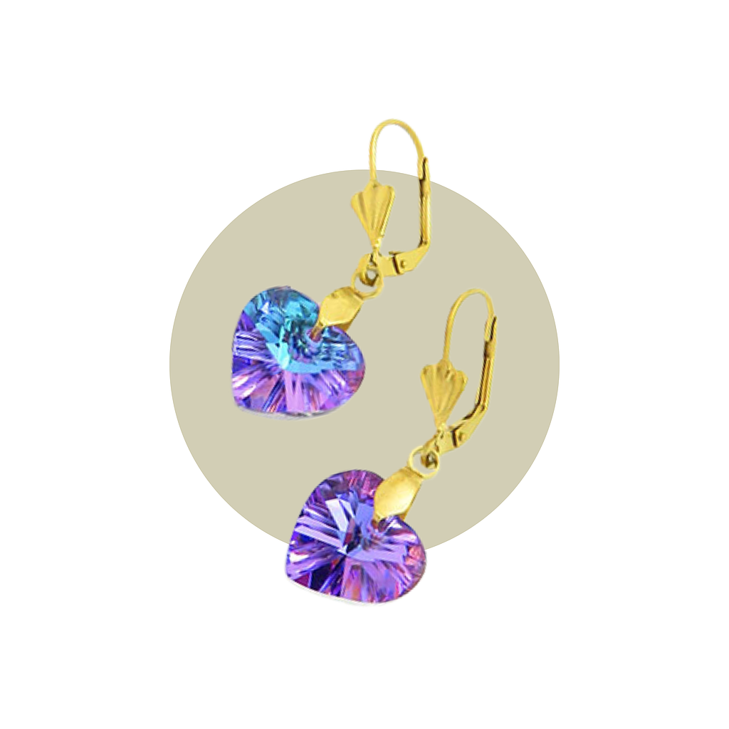 Aretes Corazon Lila Tornasol