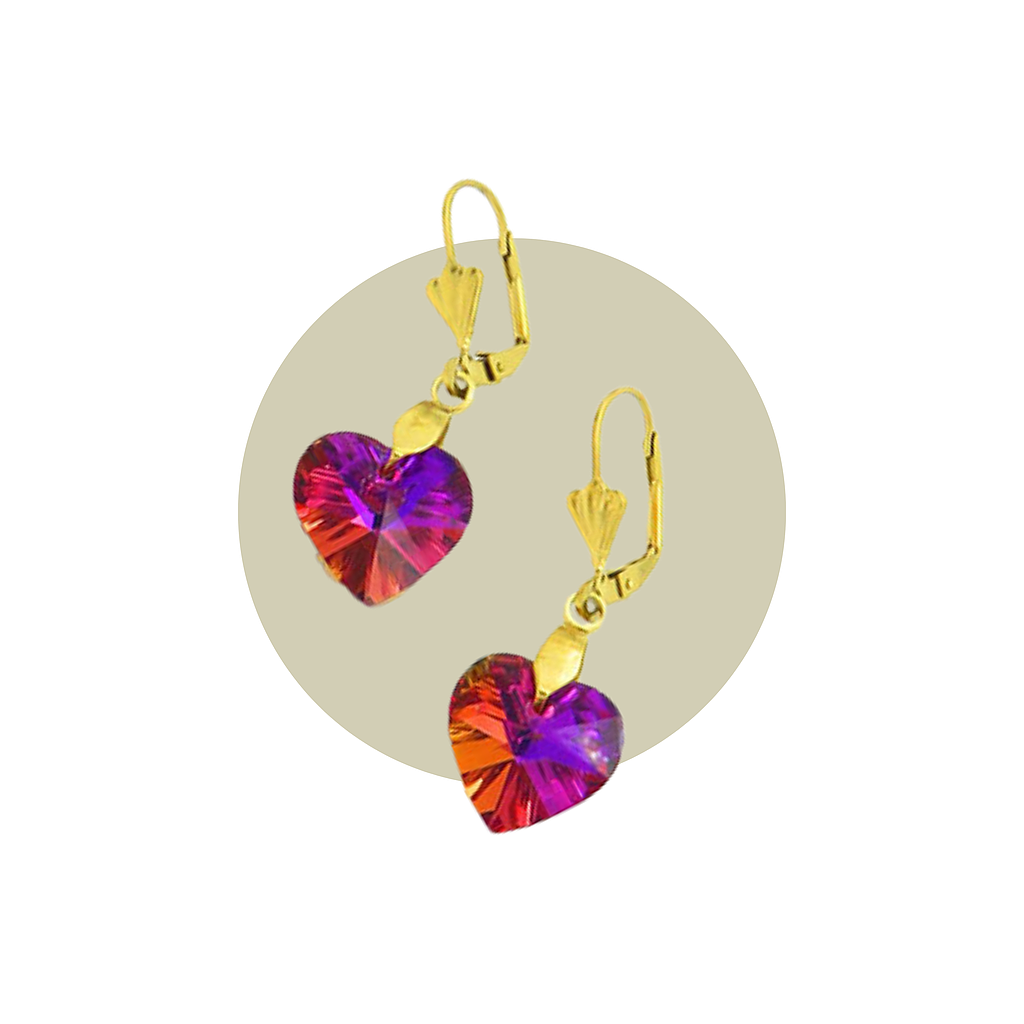 Aretes Corazon Fucsia Tornasol