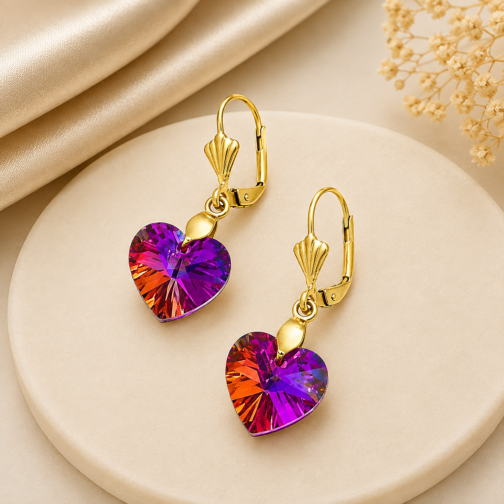 Aretes Corazon Fucsia Tornasol