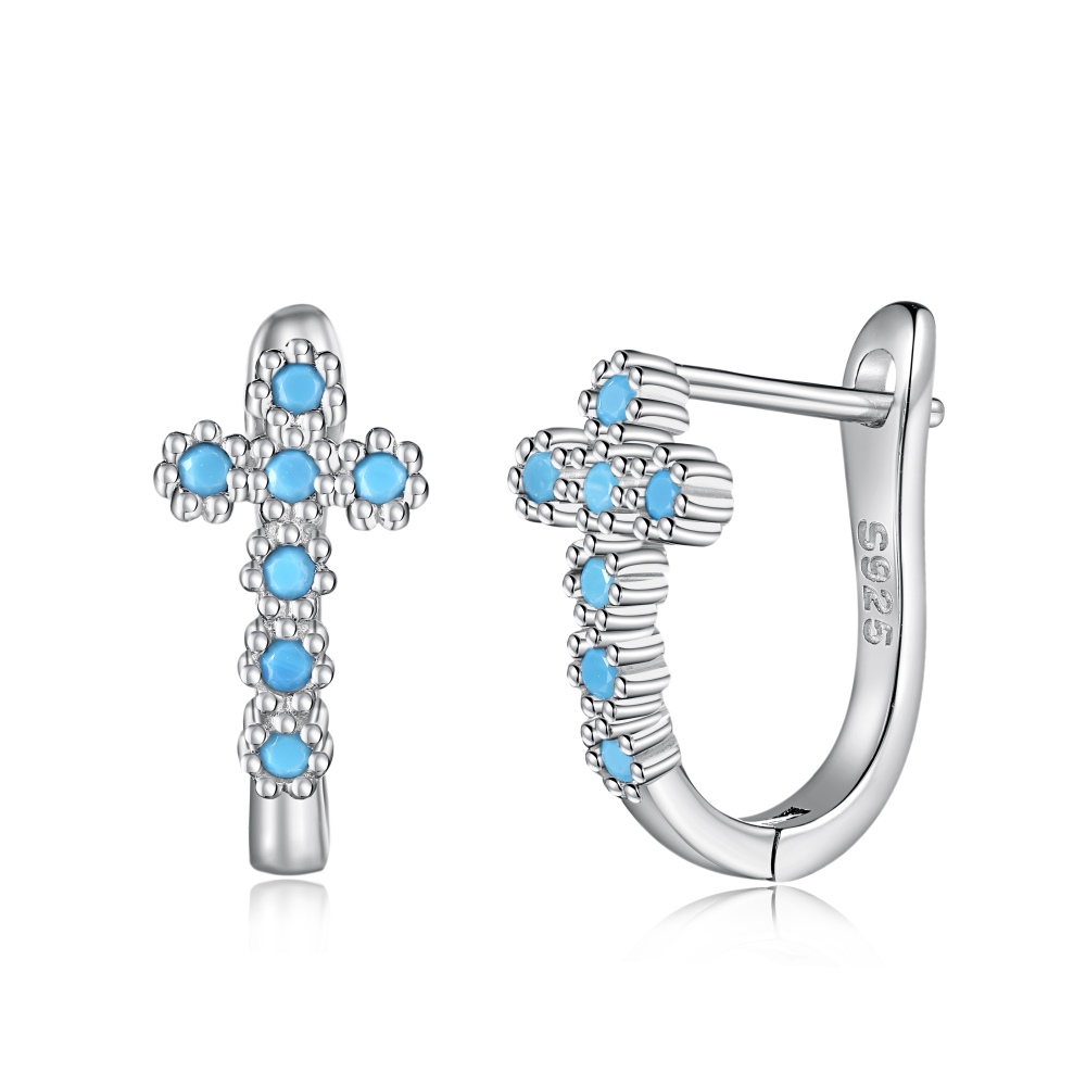 Aretes Huggies Cruz Turquesa