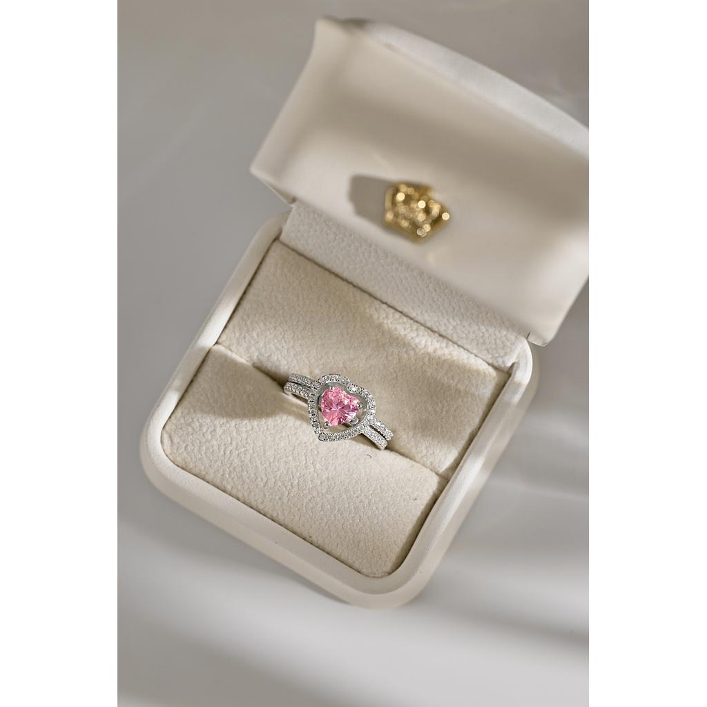 ANILLO ALIANZA CORAZON ROSA