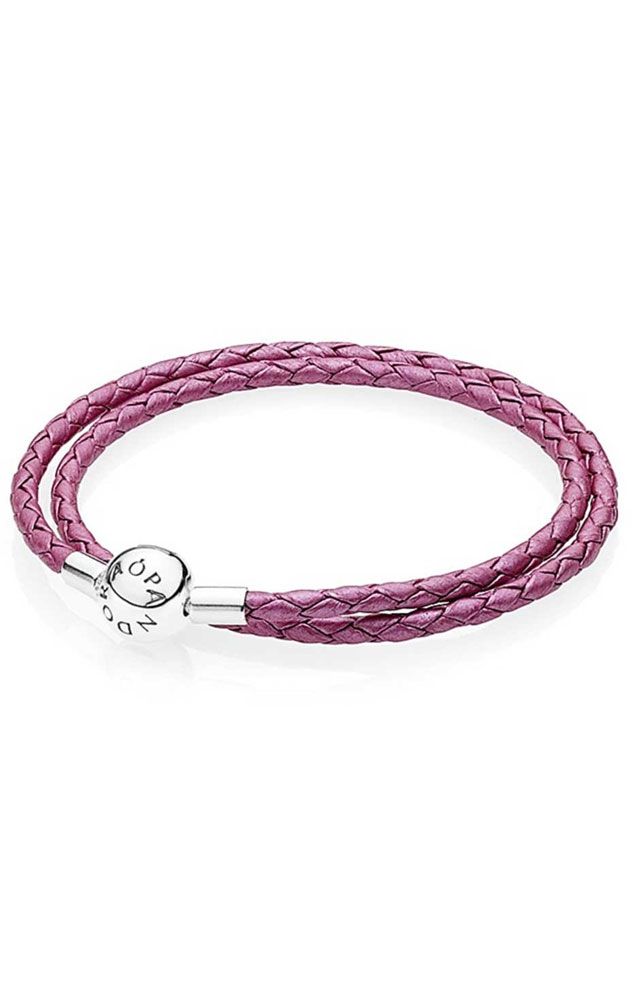 BRAZALETE DOBLE CUERO FUCSIA CIERRE REDONDO