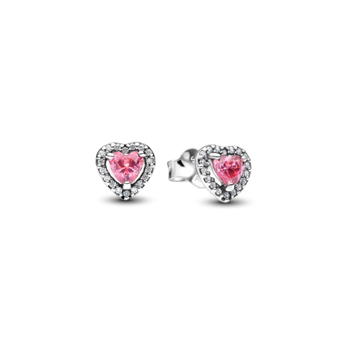 ARETES CORAZON ELEVADO ROSA