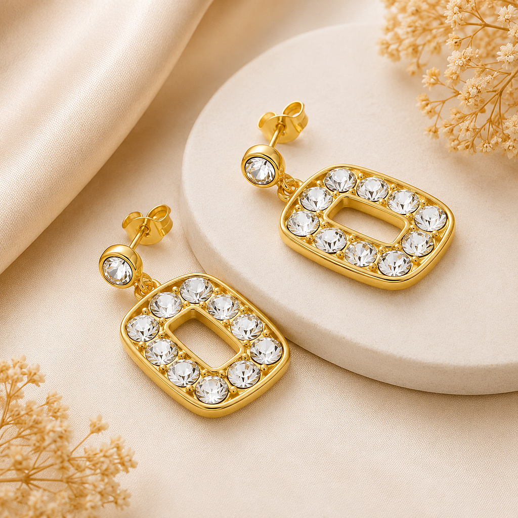 ARETES COLGANTES CON DIAMANTES