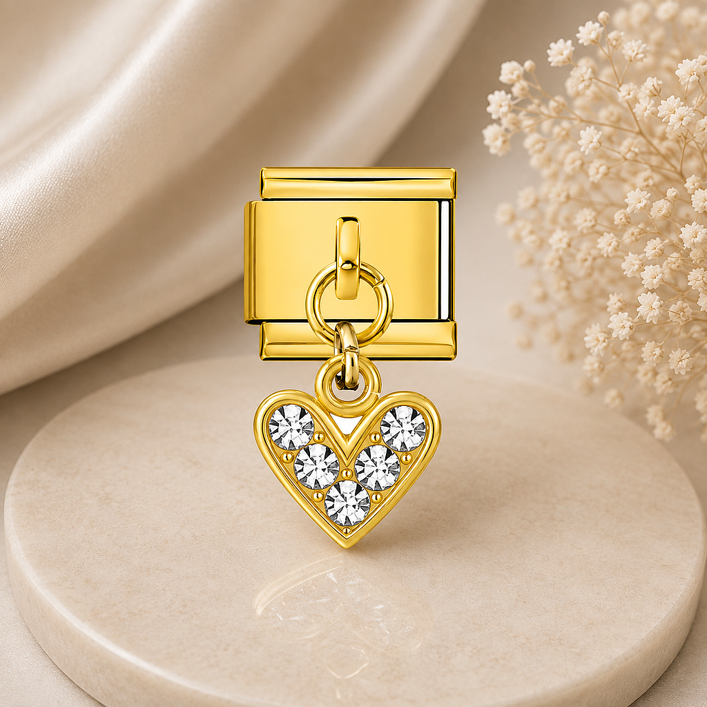 CHARM DORADO CORAZON BRILLANTE