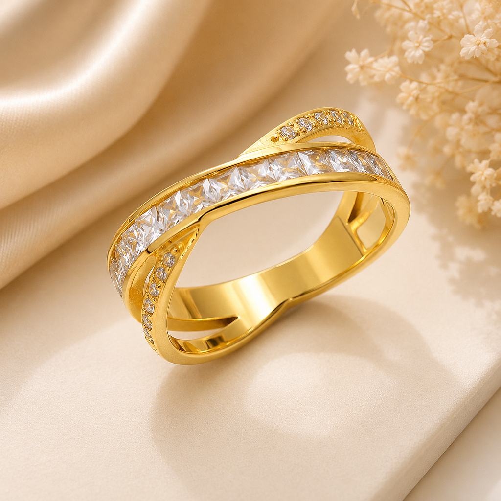 ANILLO CRUZADO DOBLE CON DIAMANTES