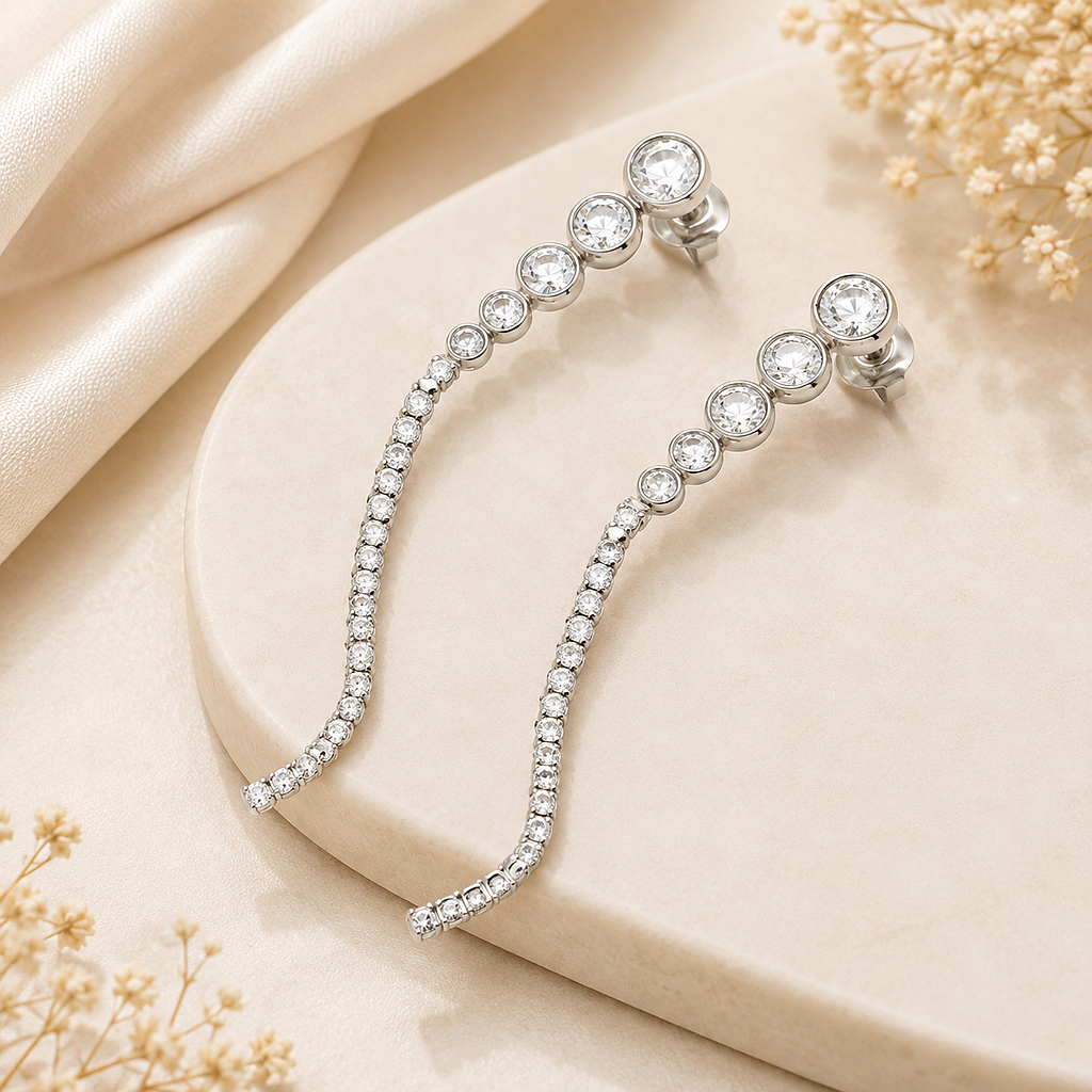ARETES COLGANTES PLATEADOS