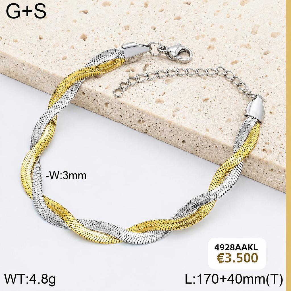 PULSERA LISA PLATEADA Y DORADA