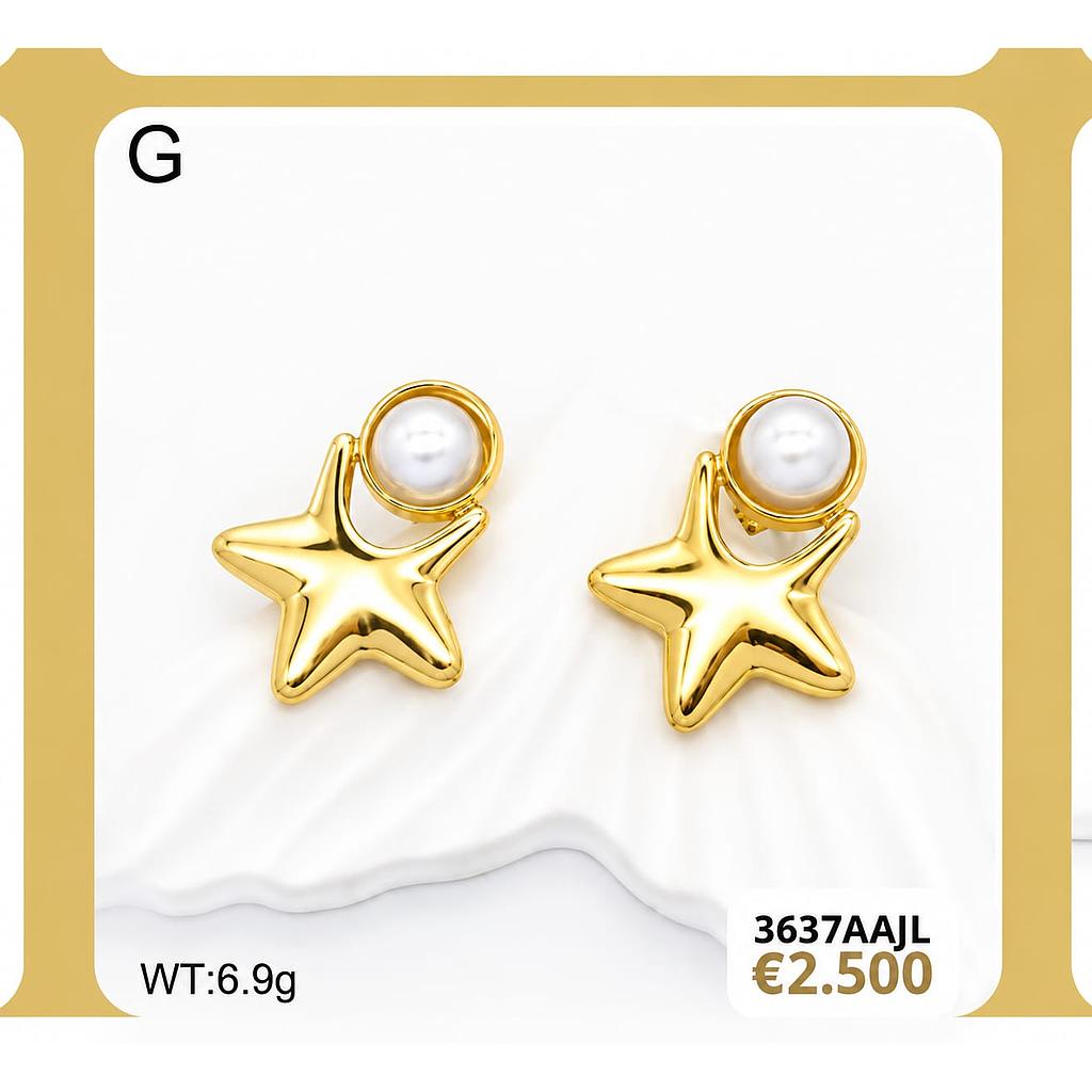 ARETES DE ESTRELLA CON PERLA