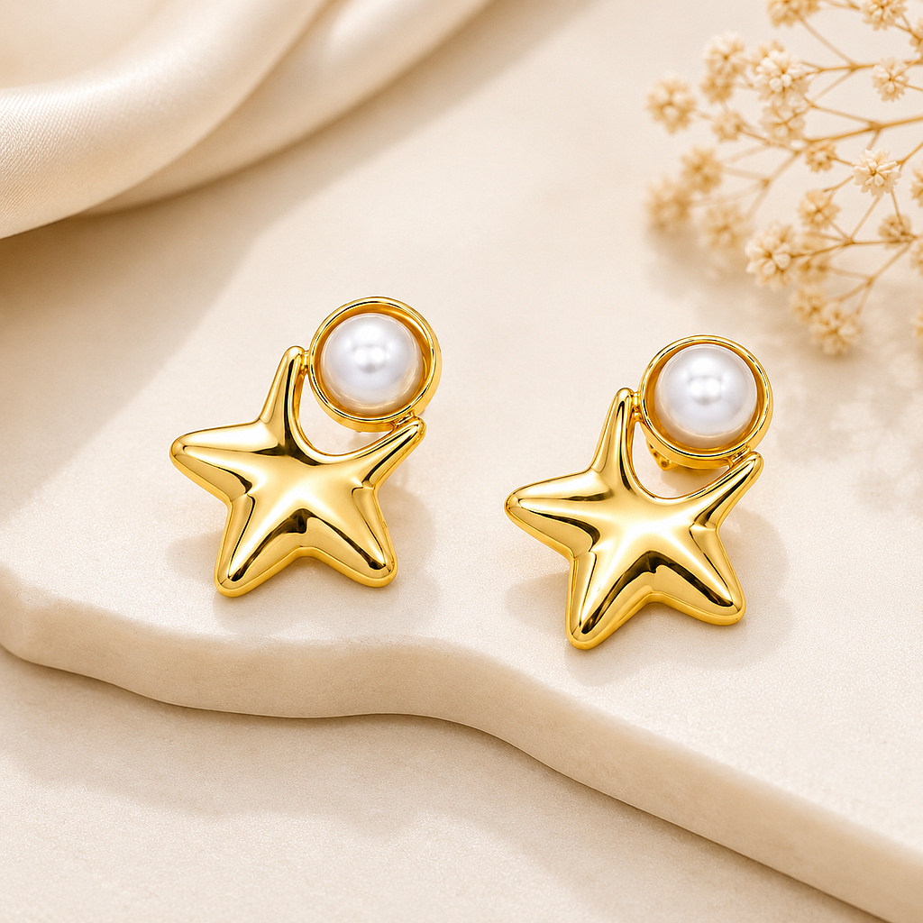 ARETES DE ESTRELLA CON PERLA